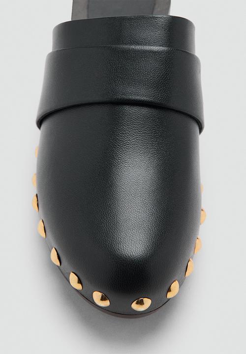 MANGO - Kata leather clog heel - black