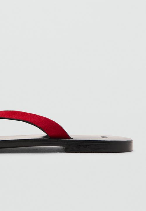 MANGO - Wave1 suede thong - red