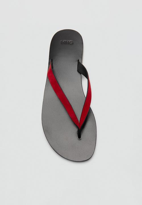 MANGO - Wave1 suede thong - red