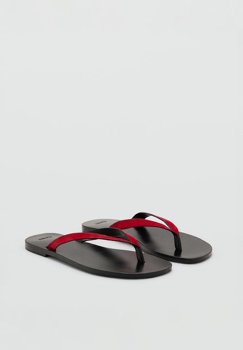 MANGO - Wave1 suede thong - red