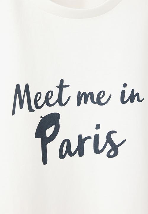 MANGO - T-Shirt Paris - Natural