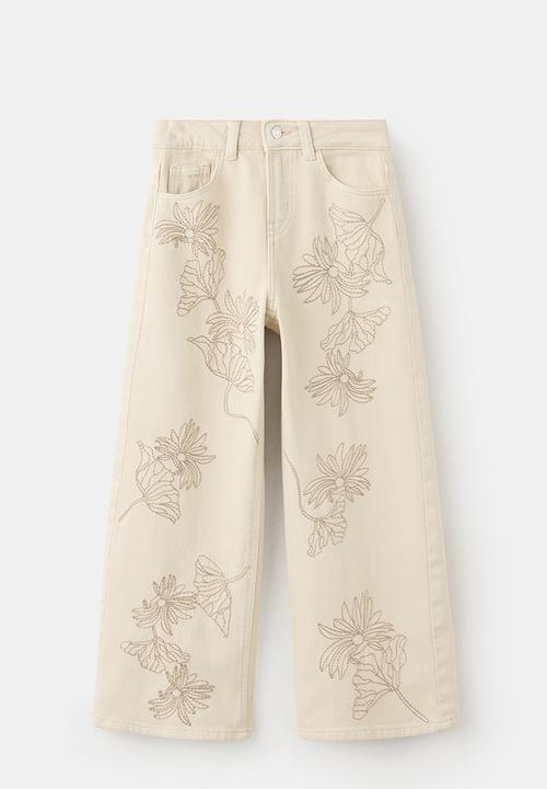 MANGO - Jeans Flor - Light Beige