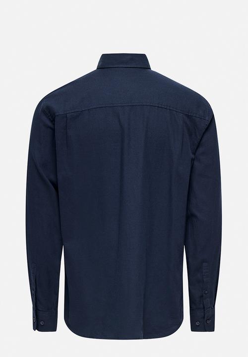 Only & Sons - Mars Reg Fit Long Sleeve Shirt - Black Iris/Dark Saphi