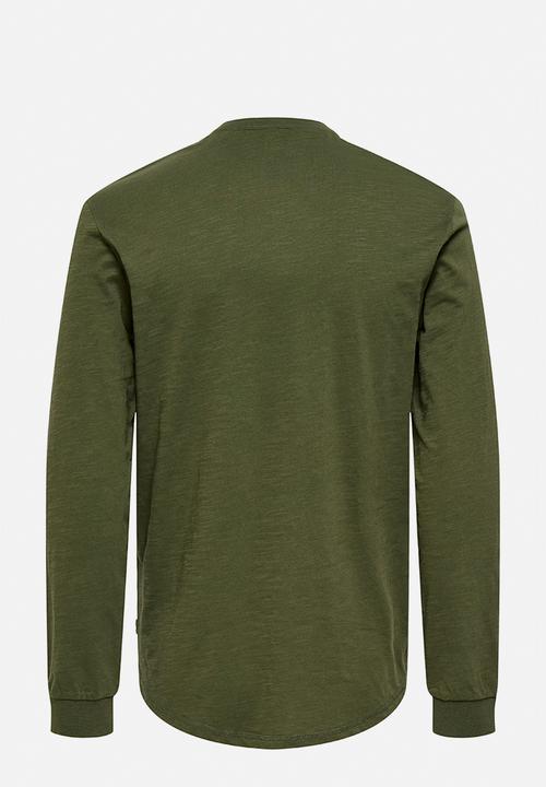 Only & Sons - BENNE HENLEY REG LS TEE VD - Olive night