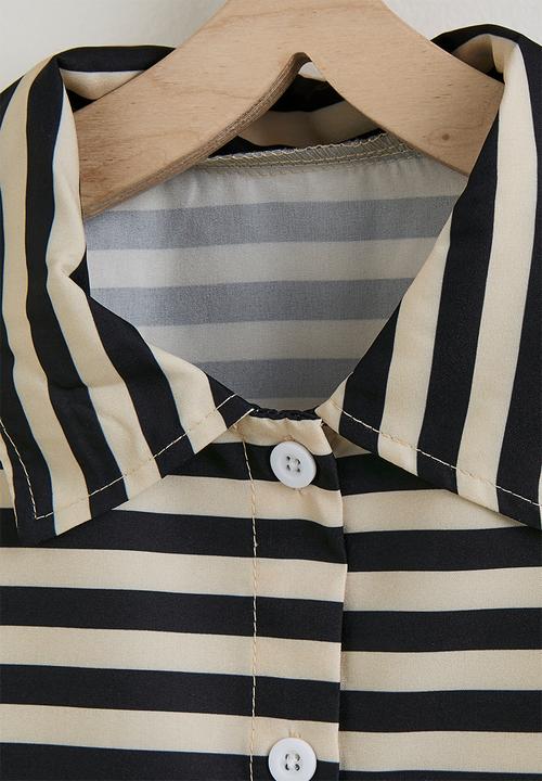 Pop Candy - Even striped shirt and shorts - beige
