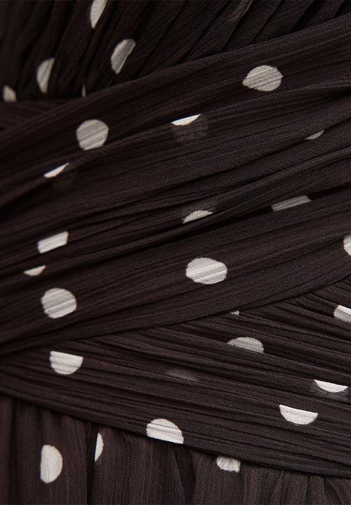 Forever New - Selena ruffle shoulder maxi dress - brown vale spot