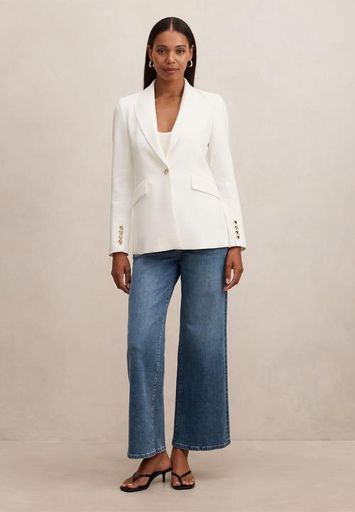 Forever New - Trixie gold button blazer - porcelain
