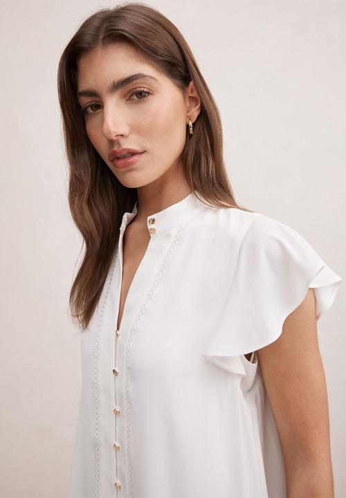 Forever New - Jennie flutter sleeve blouse - porcelain