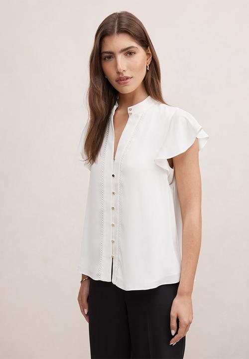 Forever New - Jennie flutter sleeve blouse - porcelain