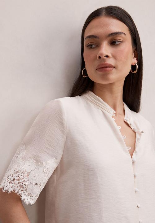 Forever New - Ana lace detail blouse - cream