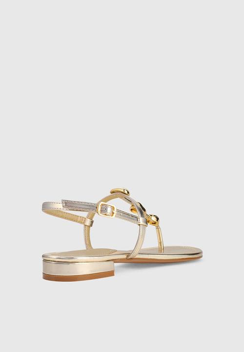 Forever New - Fiona 2 irregular shaped trim flat sandal - gold