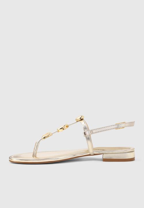 Forever New - Fiona 2 irregular shaped trim flat sandal - gold
