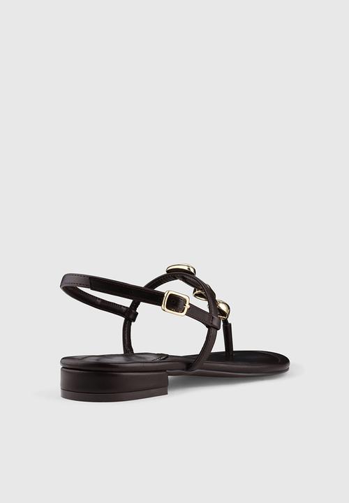 Forever New - Fiona 2 irregular shaped trim flat sandal - chocolate brown