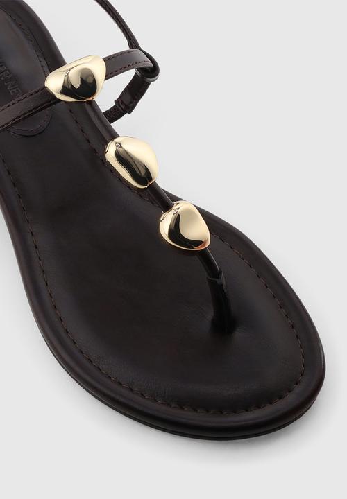 Forever New - Fiona 2 irregular shaped trim flat sandal - chocolate brown