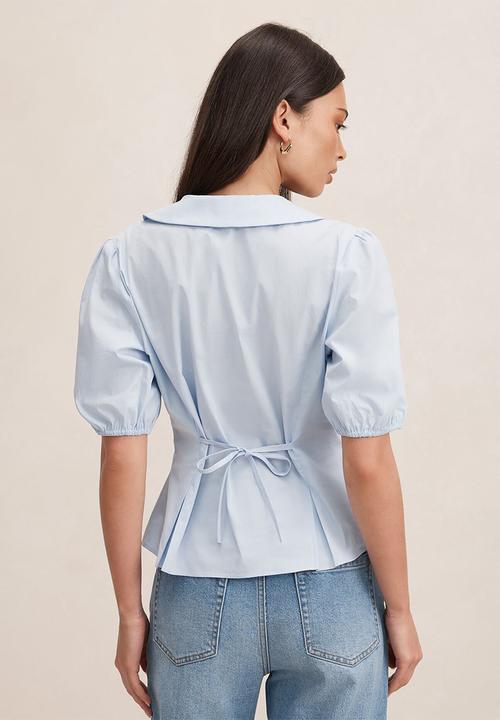 Forever New - Gracie bubble sleeve shirt - soft blue