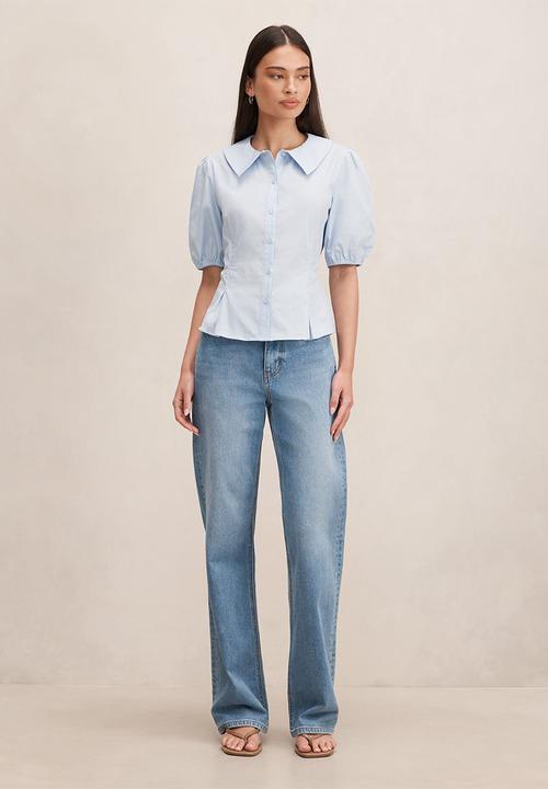 Forever New - Gracie bubble sleeve shirt - soft blue