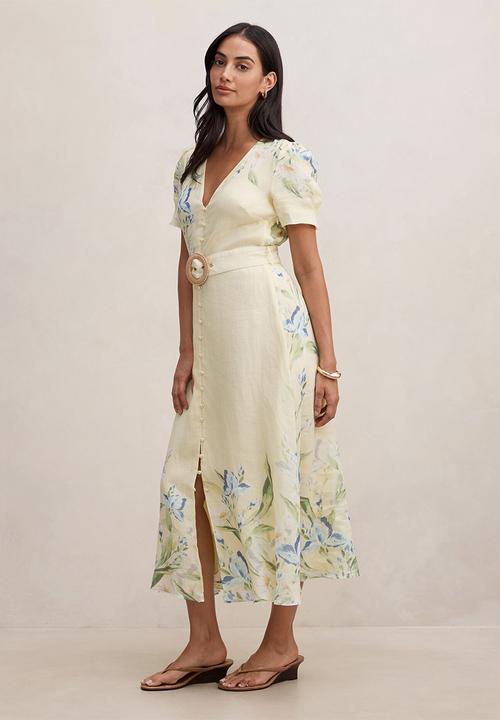 Forever New - Calissa v-neck short sleeve midi dress - light halifax floral