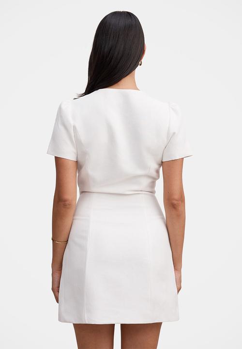 Forever New - Elinda button up linen mini dress - porcelain