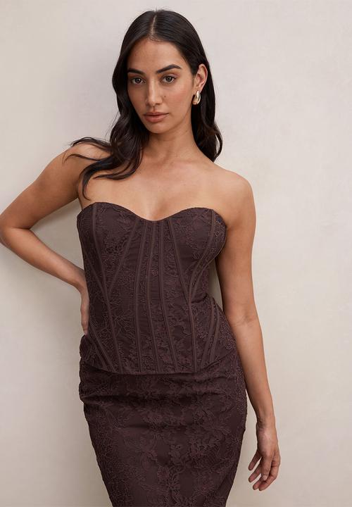 Forever New - Myla lace corset maxi dress - chocolate freckle