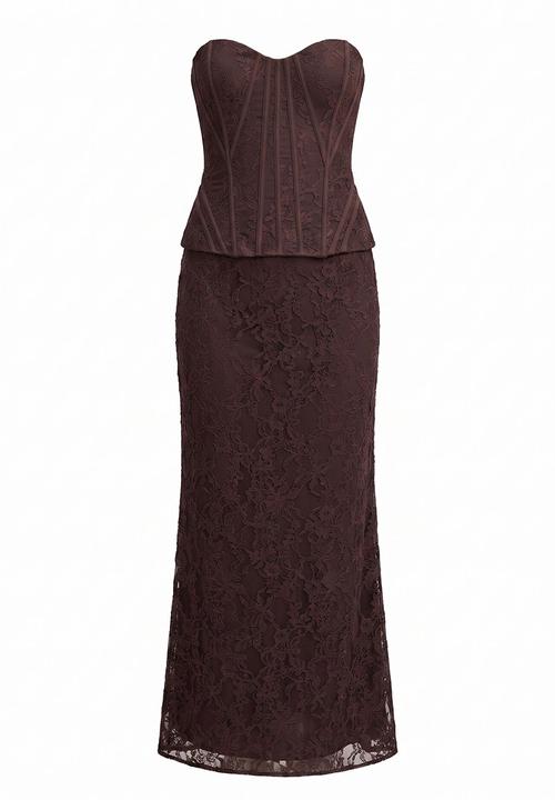 Forever New - Myla lace corset maxi dress - chocolate freckle