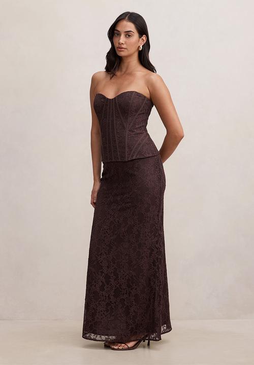 Forever New - Myla lace corset maxi dress - chocolate freckle