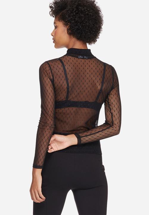 dailyfriday - Dobby mesh turtle neck
