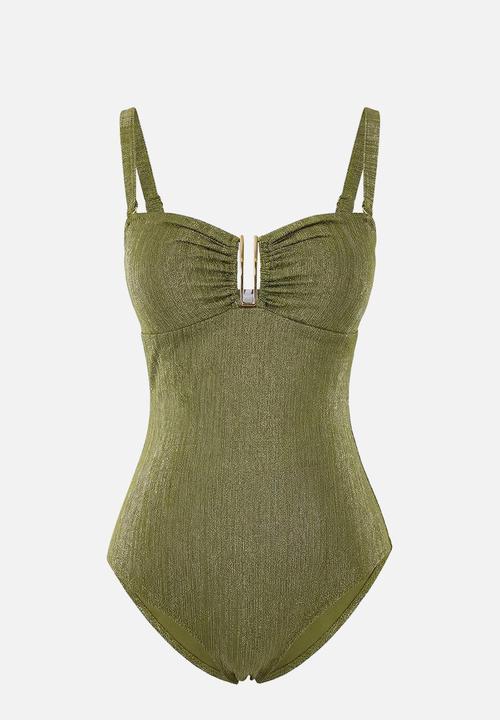Trendyol - Strapless swimsuit - khaki