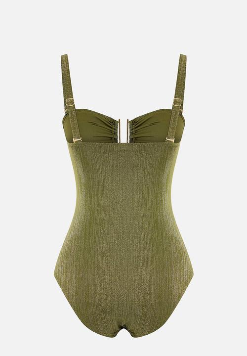 Trendyol - Strapless swimsuit - khaki