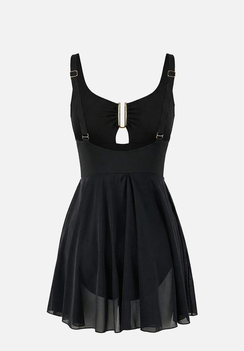 Trendyol - U-neck skirt swimsuit - black
