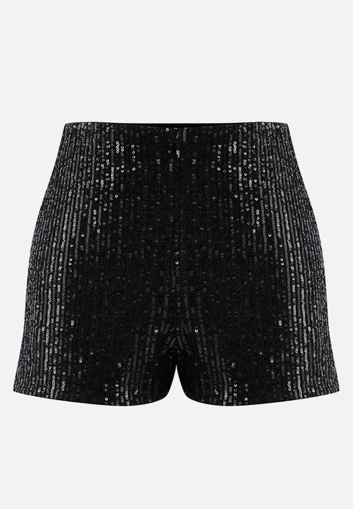 Trendyol - Sequin Knit Mini Shorts - Black