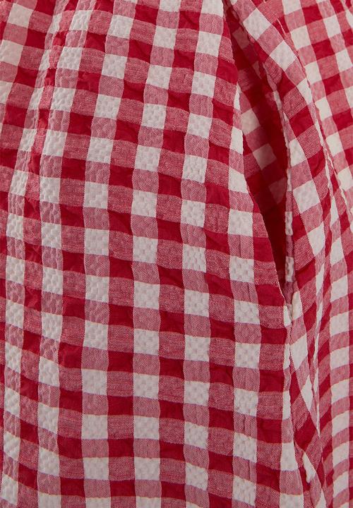 Trendyol - Plaid Mini Beach Dress - Red