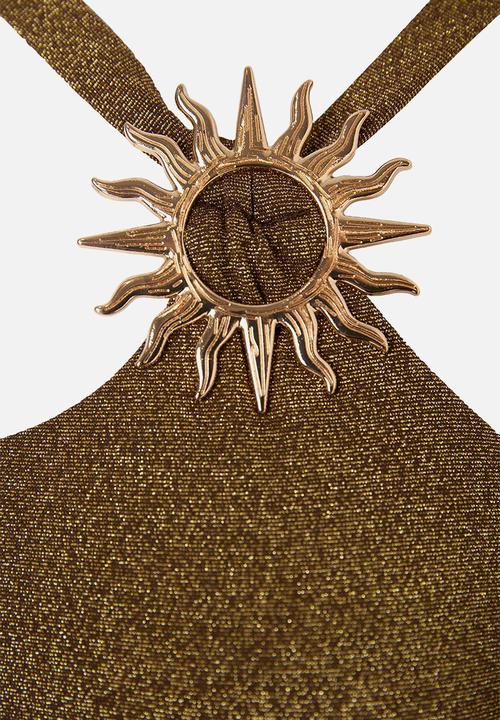 Trendyol - Glittery one-shoulder swimsuit - brown