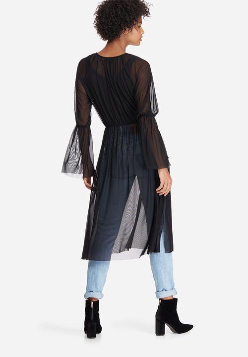 dailyfriday - Mesh raglan bell sleeve top