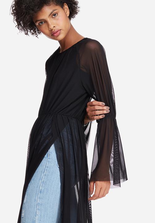 dailyfriday - Mesh raglan bell sleeve top