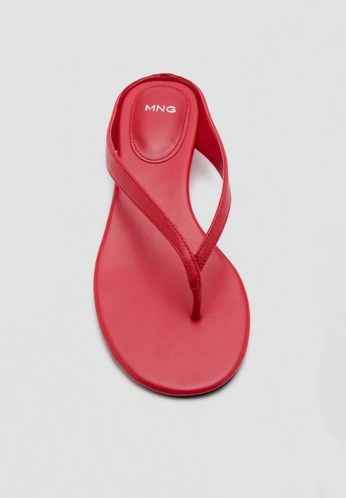 MANGO - Lowit1 leather thong - red