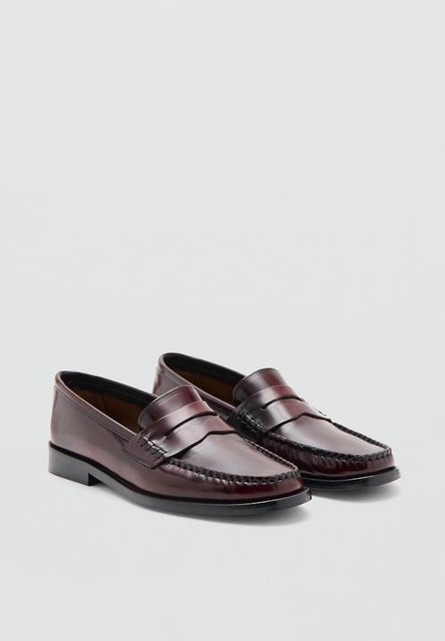 MANGO - Louisa leather loafer - dark red