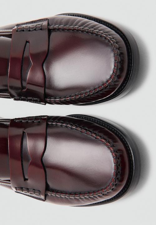 MANGO - Louisa leather loafer - dark red