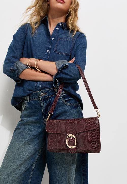 New Look - Alice Buckle Snake Shoulder  - Dark Burgundy