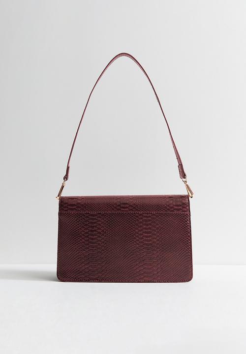 New Look - Alice Buckle Snake Shoulder  - Dark Burgundy