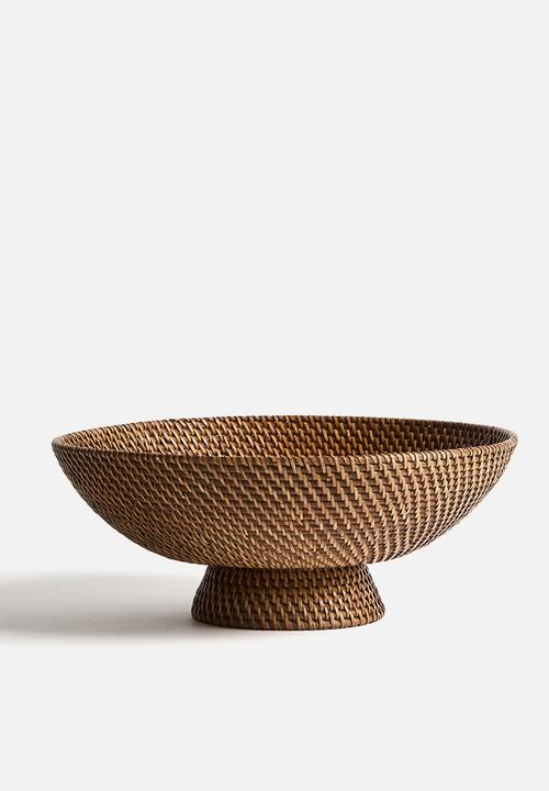 H&M - Footed rattan bowl - brown