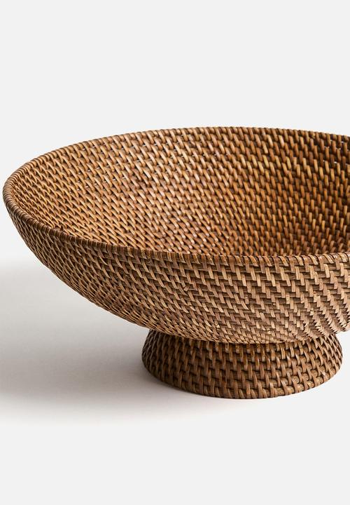 H&M - Footed rattan bowl - brown