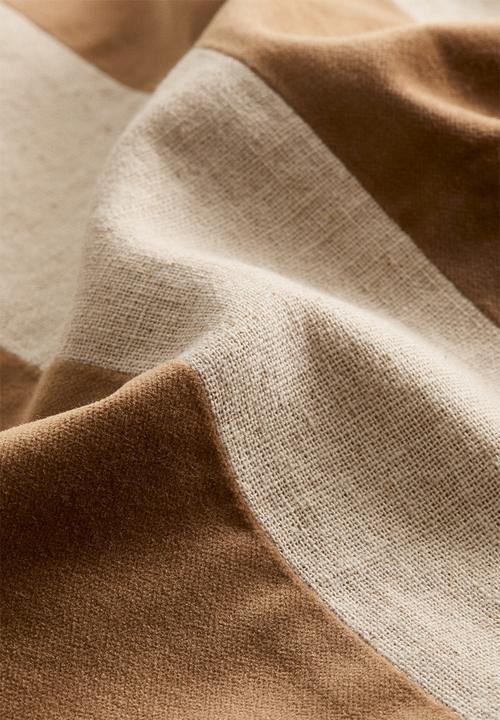 H&M - Linen-blend cushion cover - light beige/brown striped