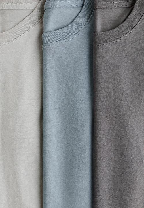H&M - 3-pack t-shirts - dark grey/dusty blue