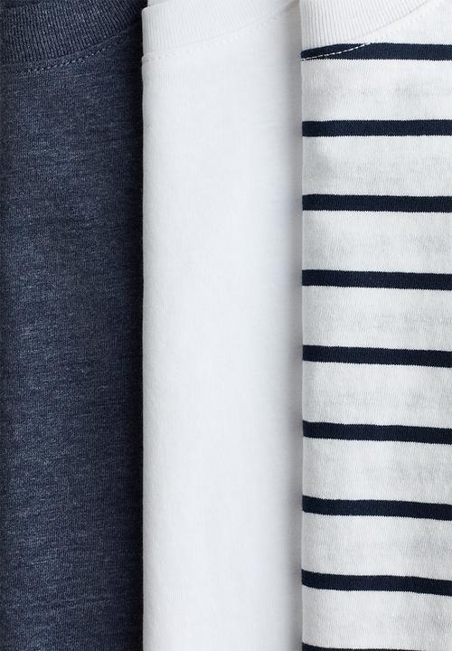 H&M - 3-pack t-shirts - dark blue/striped