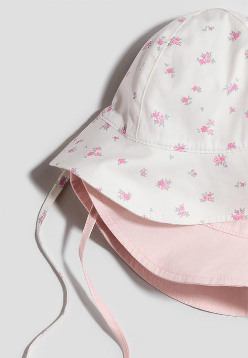 H&M - 2-pack cotton sun hats - light pink/floral