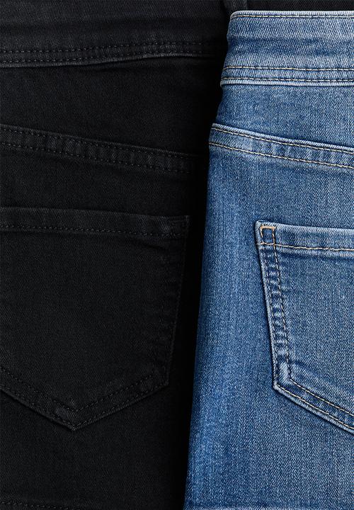 H&M - 2-pack denim shorts - denim blue/black