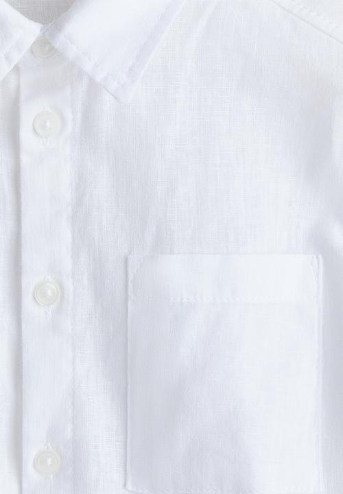 H&M - Short-sleeved linen-blend shirt - white
