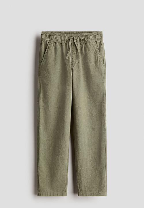 H&M - Linen-blend trousers - khaki green