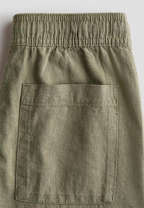 H&M - Linen-blend trousers - khaki green
