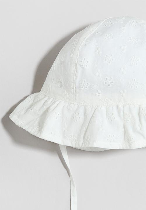 H&M - Broderie anglaise cotton sun hat - white